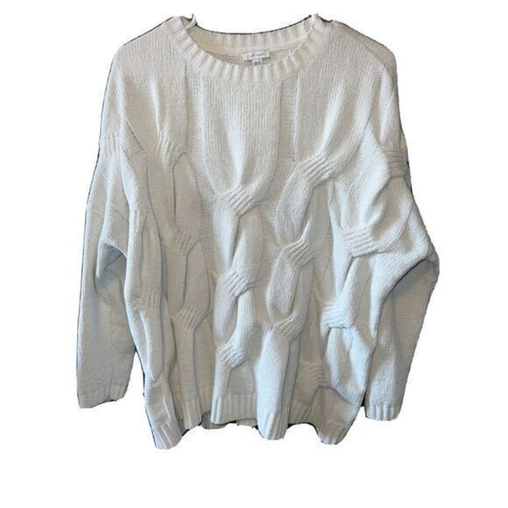 J Jill Womens Off White Chenille Cable Knit Sweater Pullover Size‎ Medium.